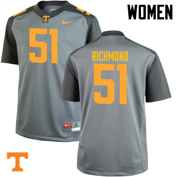 Women #51 Drew Richmond Tennessee Volunteers College Football Jerseys-Gray